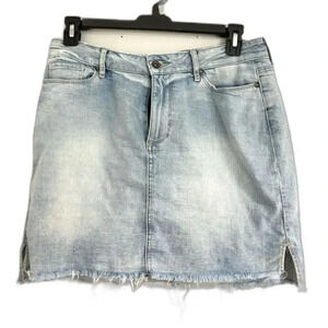 PAIGE High Rise Distressed Denim Mini Skirt Y2K Western Coastal Cowgirl size 30